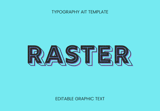 Black Halftone Print Dot Text Effect 3D Retro Bold Font