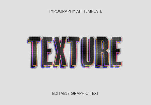 Black Halftone Print Dot Text Effect 3D RGB Glitch Font