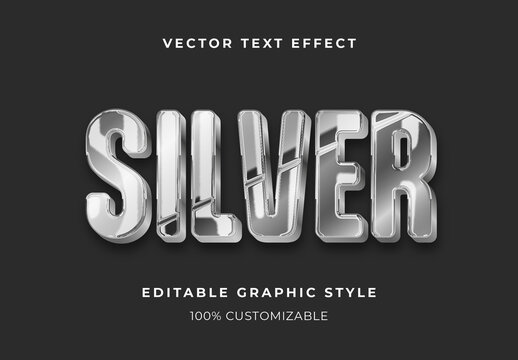 Gray Realistic Shiny Metal 3D Text Effect Silver Chrome Bold Font