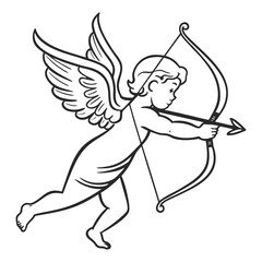 Fototapeta premium Cupid Line Art Valentine Vector Illustration