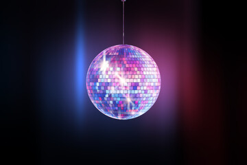 Party And Celebration Concept. Hanging Shiny Multicolored Disco Ball. 3d Rendering