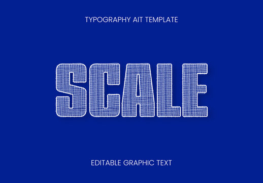 White Blueprint Grid Sketch Text Effect Thick Lined Font