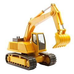 Yellow hydraulic excavator construction machine for earth moving isolated on a white background