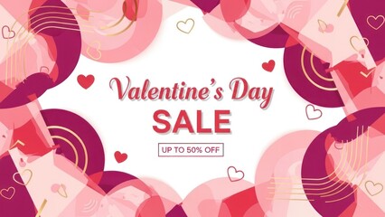 Valentine's Day Sale Announcement with Heart and Gift Icons for Promotions and Discounts