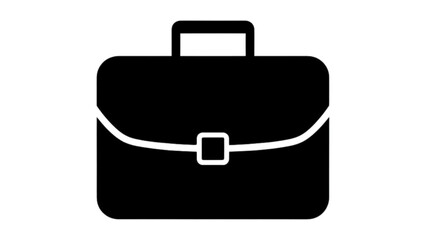 Minimalist Briefcase Icon Flat Silhouette Business Portfolio Symbol Isolated