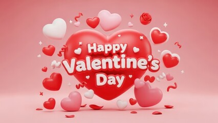 Valentine's Day celebration with colorful hearts and romantic message for loved ones