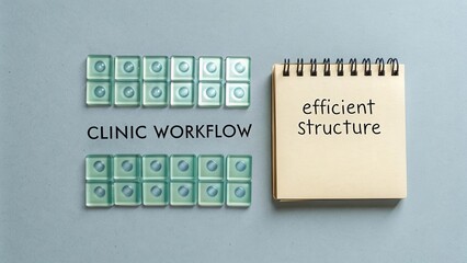 Clinic Workflow Concept with Visual Elements and Notebook for Organized and Efficient Structure in Healthcare Setting