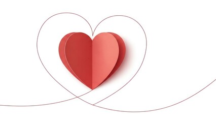 artificial paper heart with layered red and pink design for love and romance theme