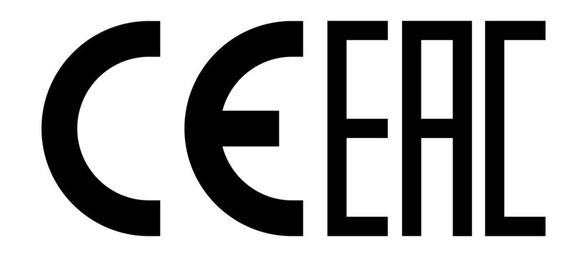CE EAC Conformity Certification Marks on White Background