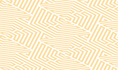 Yellow Geometric Maze Pattern on White Background abstract