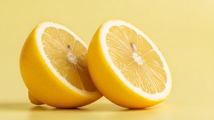 Fresh lemon sliced in half showing texture