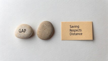 Conceptual Representation of Gap and Respecting Distance with Stones and Card on Minimalist Background