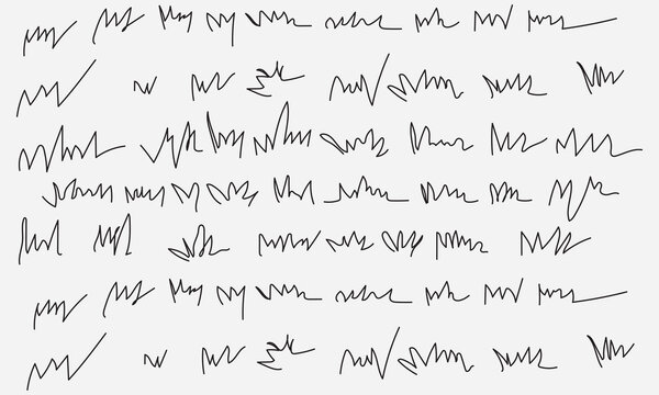 Grass line doodle. Outline grassland or meadow sketch, simple field design. Black grass brush stroke hand drawn texture for garden pattern or lawn