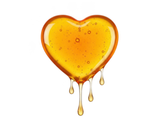Heart-shaped honey drizzle isolated on transparent background