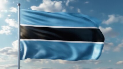 Botswana flag flying, symbol of nation, national pride waving in wind under sky national holiday