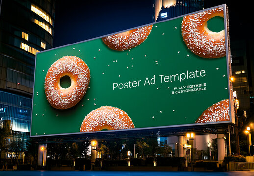 City Night Billboard Poster Mockup