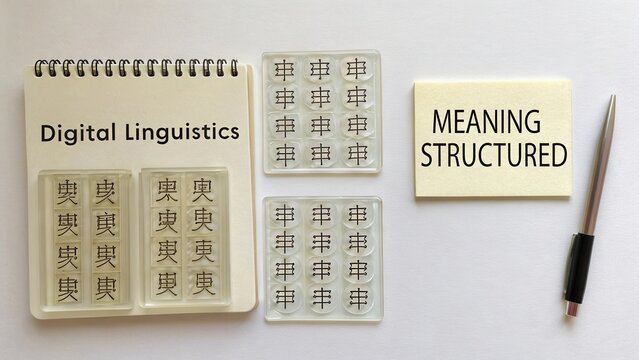 Digital Linguistics Concept with Structured Meaning Visualization and Handwritten Notes for Language Analysis and Learning - Powered by Adobe