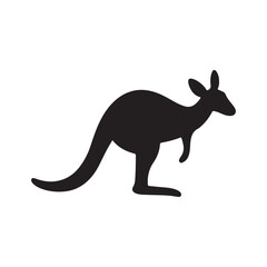A simple black silhouette of a kangaroo in a jumping pose © MD NURE ALAM