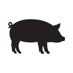 Fototapeta premium Simple black silhouette of a pig standing in profile view