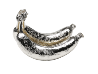 Two Shiny Silver Bananas Isolated on Transparent Background Still Life, PNG