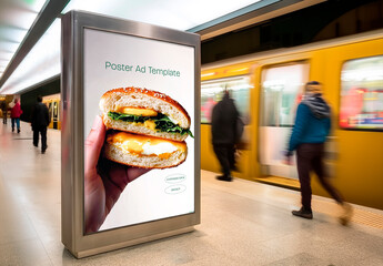 Subway Platform Poster Advertising Mockup