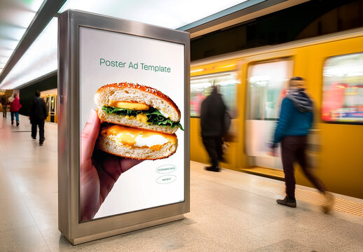 Subway Platform Poster Advertising Mockup