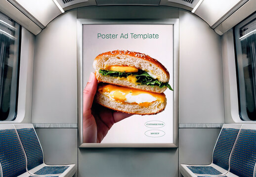 Subway Interior Poster Advertising Mockup
