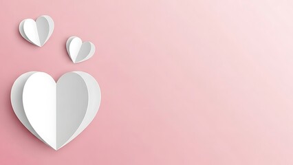 Paper hearts on pink background