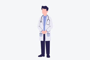 Fototapeta premium Professional Male Doctor Standing with Stethoscope in Lab Coat