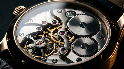 Luxury Watch Mechanical Movement Closeup.