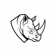 Obraz premium Stylized Black and White Rhino Head Logo Design.