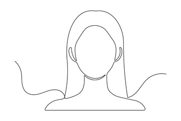 Obraz premium Woman face icon continuous one line drawing minimalist style isolate outline