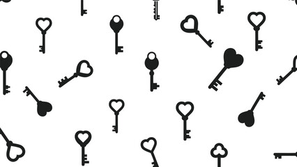 Heart-Shaped Keys Pattern on White Background