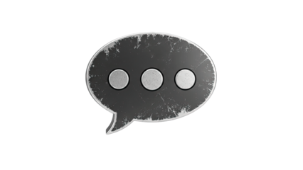 Distressed Chat Bubble with Dots on White Background