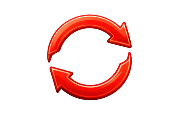 Refreshing red circular arrows icon illustrating reload, update, and repeat concepts for web interface or app button