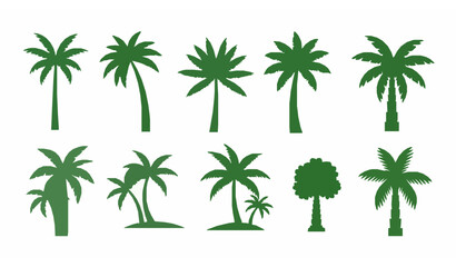 Fototapeta premium Palm Tree Icons Set Flat Tropical Plant Vector Illustration