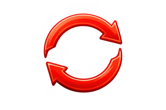 Refreshing red circular arrows icon illustrating reload, update, and repeat concepts for web interface or app button - Powered by Adobe
