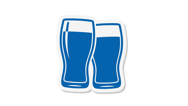 Two Blue Beer Glasses Icon Sticker