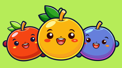 Adorable Kawaii Fruit Sticker Set with Sweet Smiling Faces