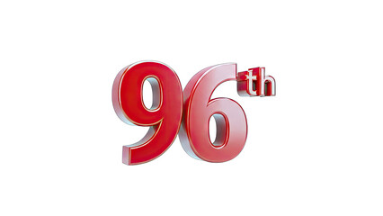 96th Anniversary Celebration - Red Number on White Background