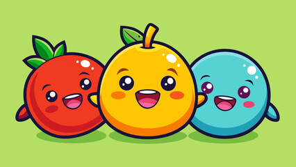 Adorable Kawaii Fruit Sticker Set with Sweet Smiling Faces