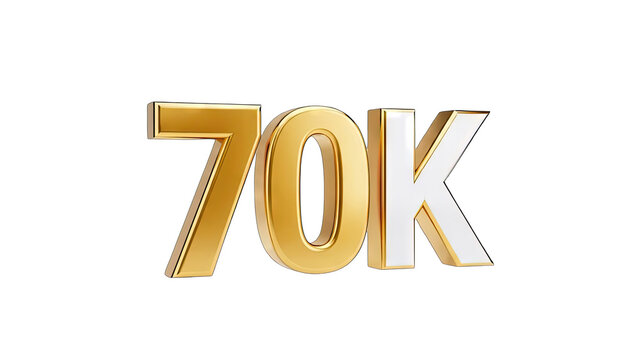 70K Gold Number on White Background