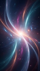 Obraz premium Radiant interstellar convergence with ethereal glowing multicolored energy
