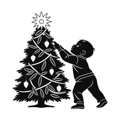 Fototapeta premium Child decorating christmas tree
