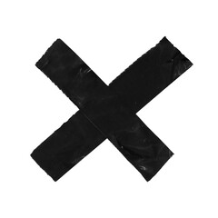 Obraz premium Cross Shape Black Duct Tape.X Mark Made of Black Adhesive Tape Strips