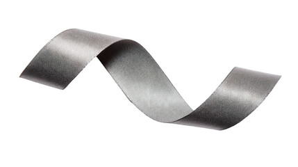 Wavy Gray and White Textured Ribbon with Shadows on Transparent Backdrop, PNG