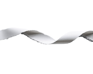 Wavy White Ribbon Floating on Transparent Background Texture Detail, PNG
