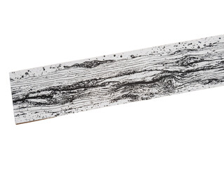 White Wood Board With Black Grain Pattern on Transparent Background, PNG