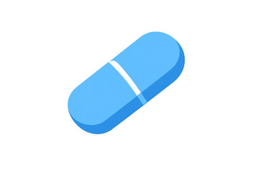 Blue capsule pill medical icon representing health, medication, treatment, and pharmaceutical care on a transparent background
