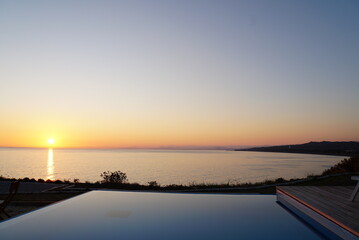 Sunset view of Pacific Ocean from Aki City, Kochi - Japan
